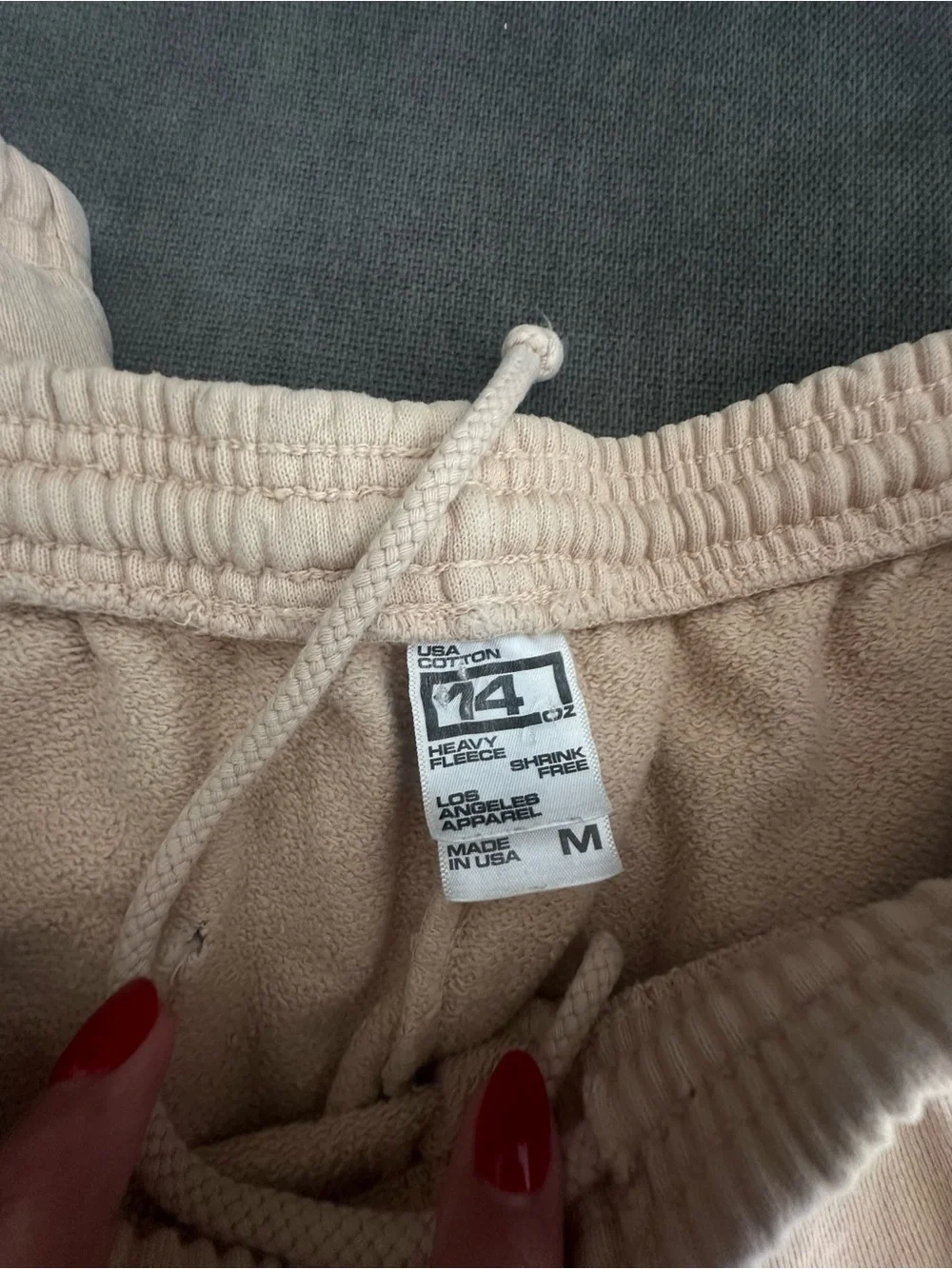 Los Angeles Apparel Beige Drawstring Athletic Shorts